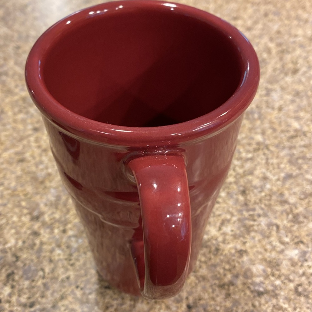 Longaberger Tall Travel Pottery Mug Paprika Red Woven Traditions - Picture 11 of 17
